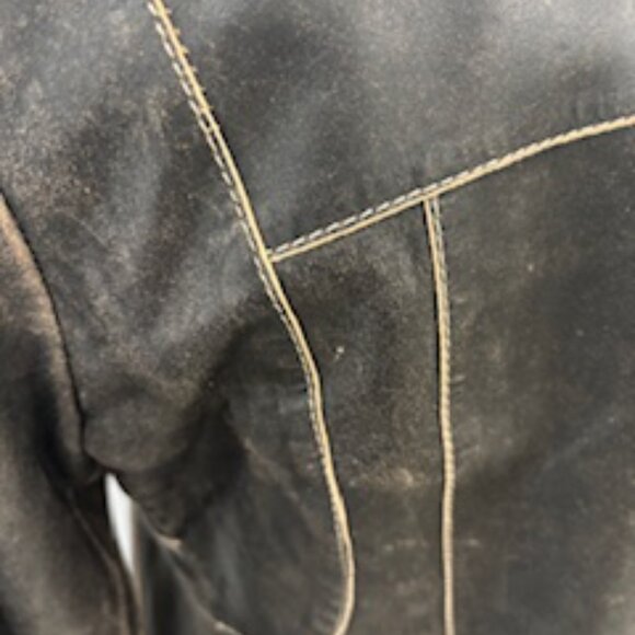 Andrew Marc New York Brown Distressed Leather Moto Jacket Small - Picture 6 of 9